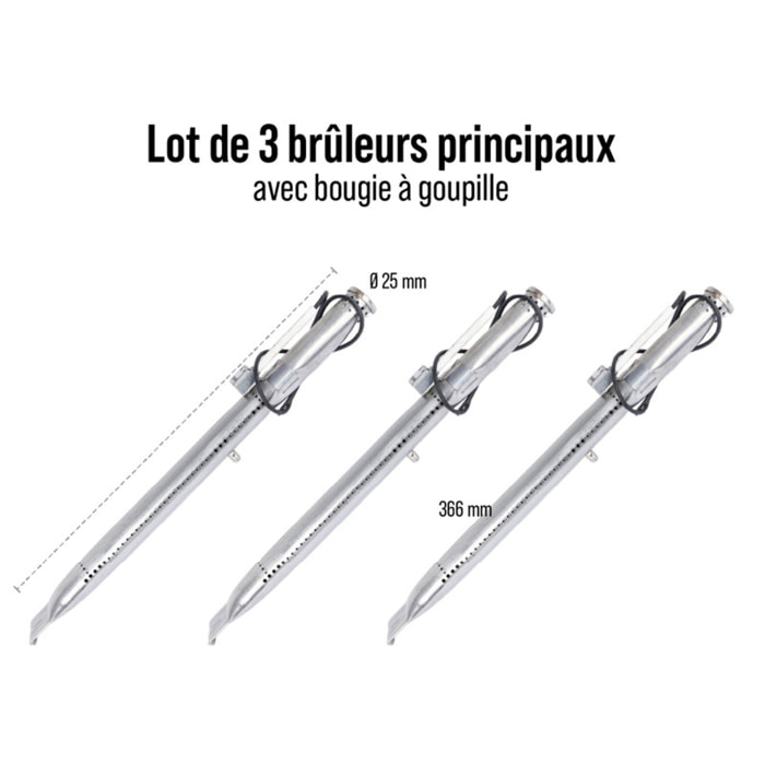 Lot 3 brûleurs avec bougie a goupille