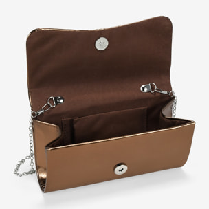 Bolso de fiesta marrón metalizado con solapa