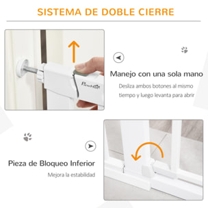 Barrera de Seguridad Perros 75-103cm con 2 Extensiones Cierre Automático Blanco