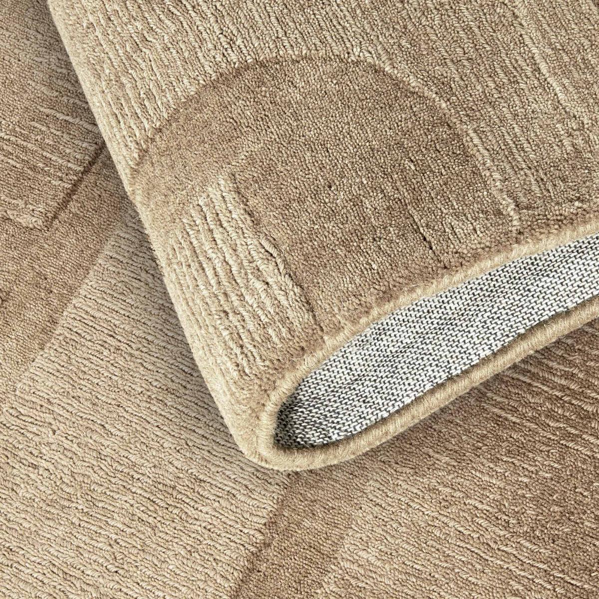 Tapis salon motif géométrique, laine tissée main, ziya authentique