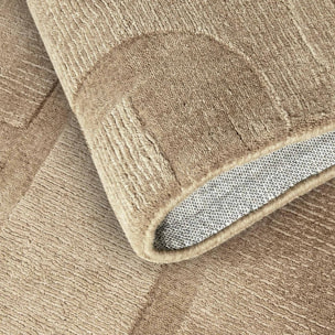 Tapis salon motif géométrique, laine tissée main, ziya authentique