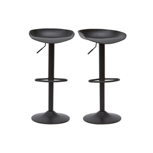 Tabourets de bar réglables design noirs H65 cm (lot de 2) PEBBLE