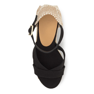 Sandalias de cuña de mujer Bruna en algodón orgánico con cierre de pulsera