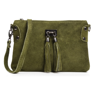 Savina Bolso bandolera Mujer.Piel auténtica Gamuza