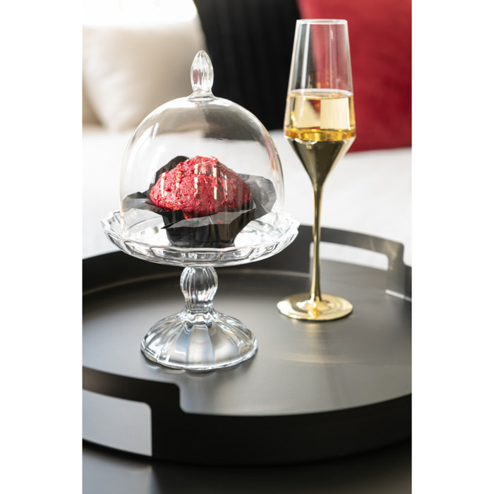 J-Line plateau Rond - metaal/polyresin - zwart - 3 stuks