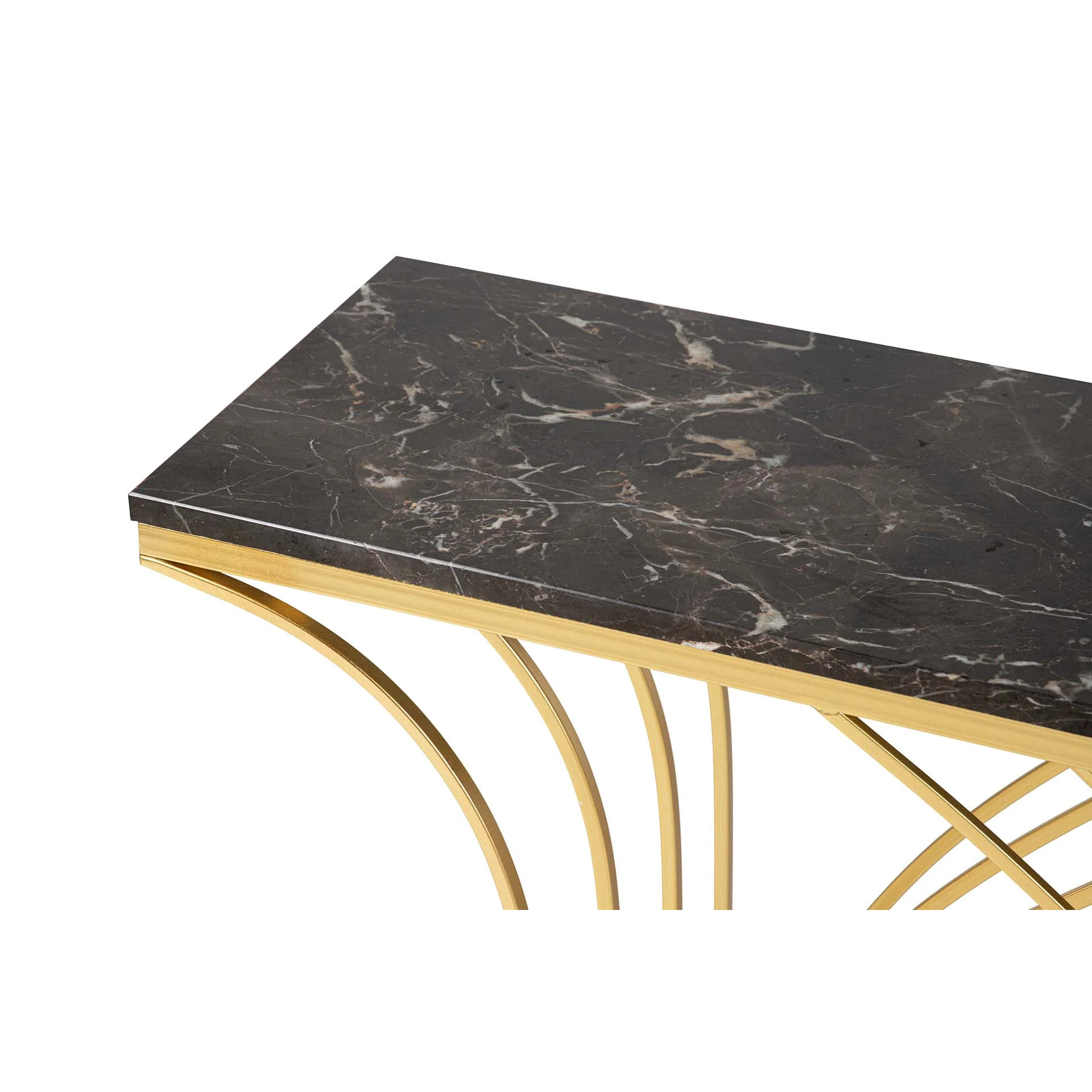 Consola Metal Marmol Negro 104x30x79 Cm