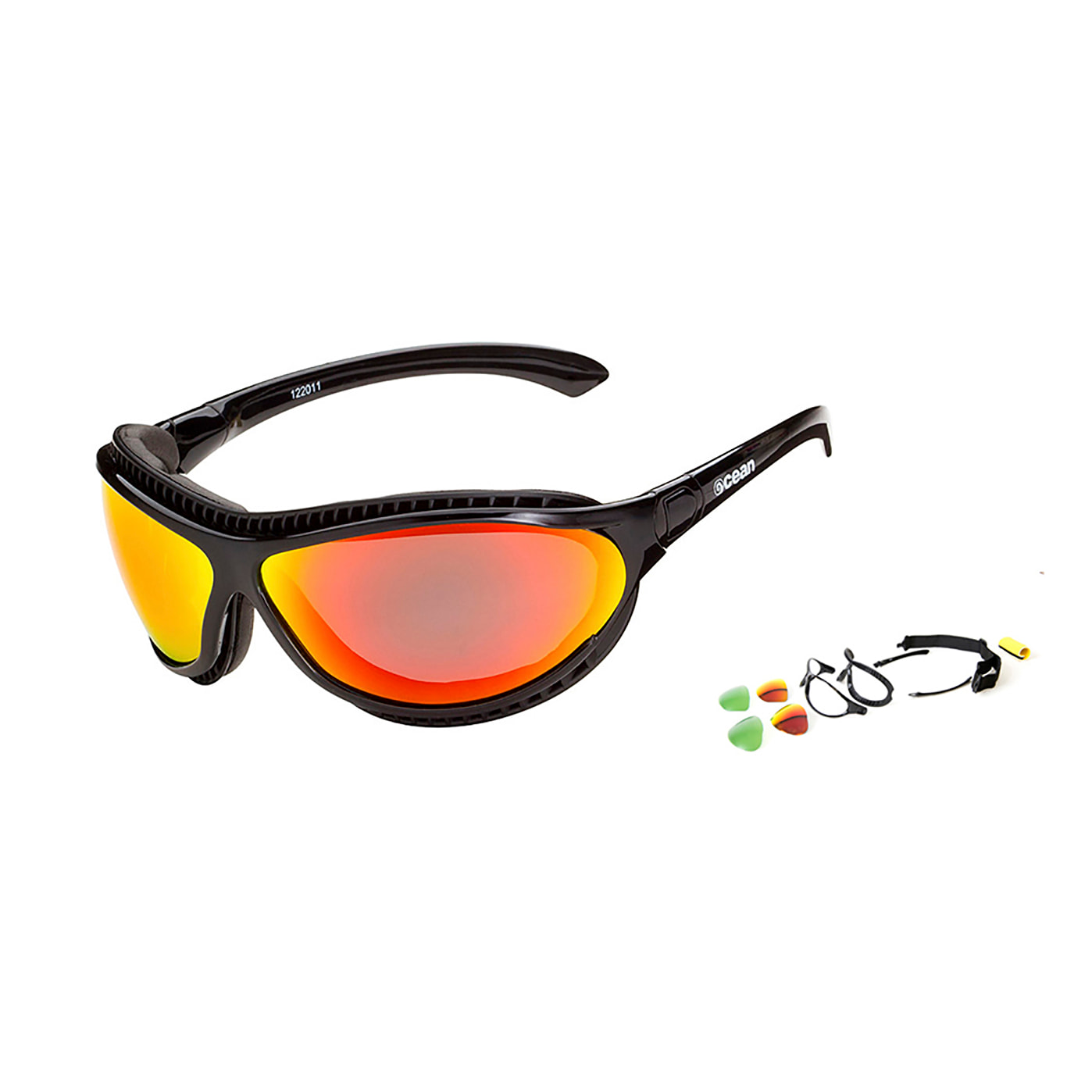 Gafas de deportes acuáticos OCEAN TIERRA DE FUEGO - Negro brillante / Revo roja