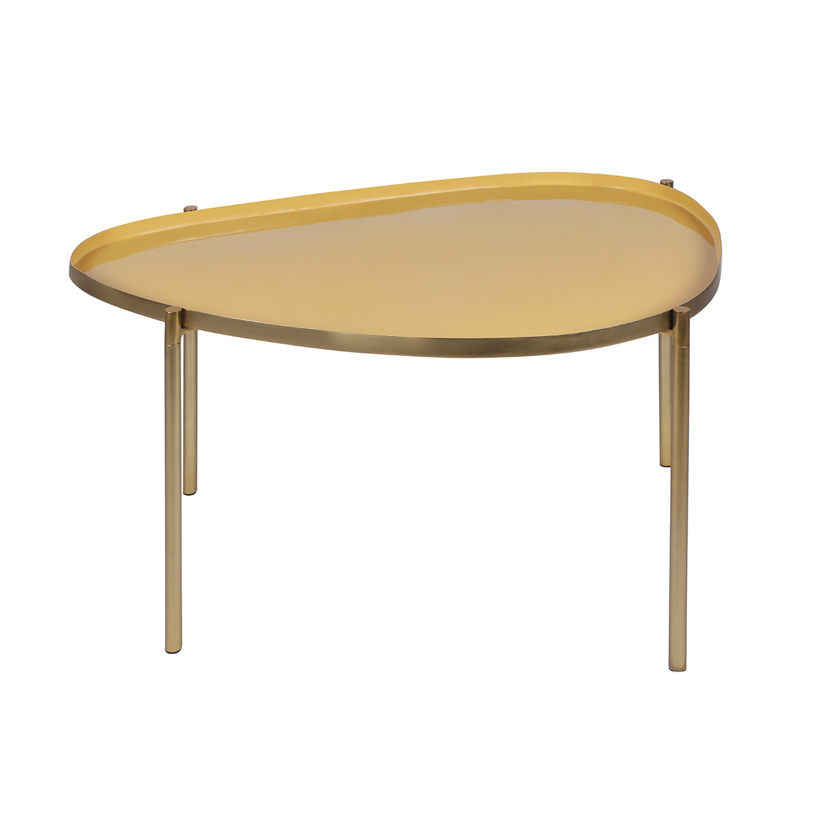 Tables basses gigognes laquées moutarde, bleu canard et bleu (lot de 3) ZURIA