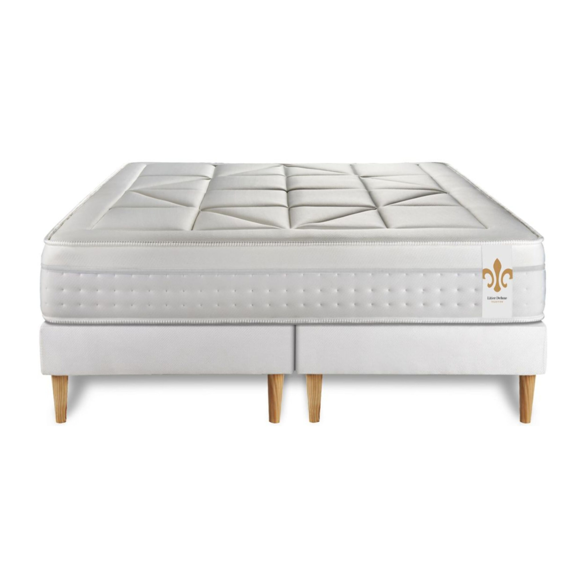 Ensemble Matelas Vingt-Huit - 28cm - Ressorts ensachés et mémoire de forme - Soutien point par point - Sommier Tapissier Blanc