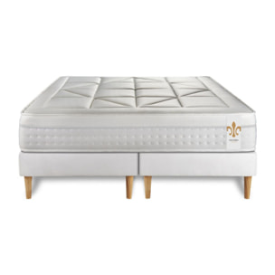Ensemble Matelas Vingt-Huit - 28cm - Ressorts ensachés et mémoire de forme - Soutien point par point - Sommier Tapissier Blanc