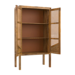 Armoire en cannage et bois 2 portes - Tiki