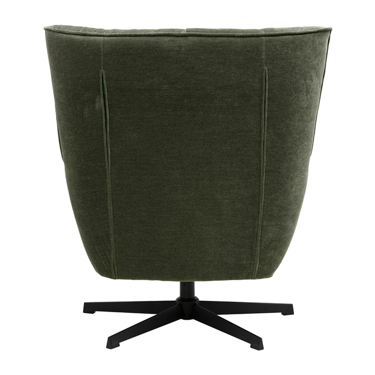 Fauteuil pivotant en tissu effet velours vert kaki et métal AVERY