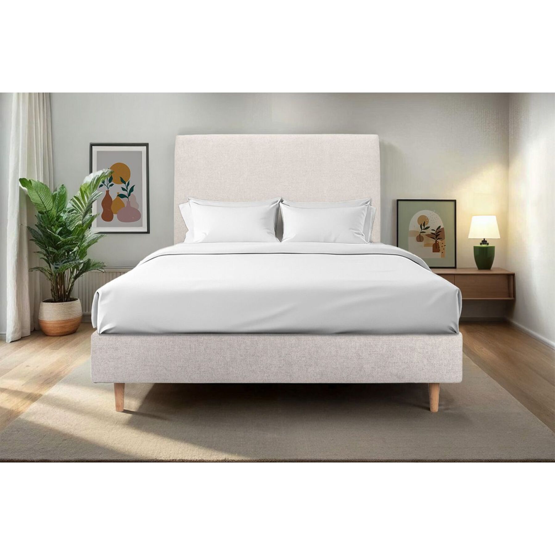 Sommier Tapissier Tissu Ep20 - pieds bois