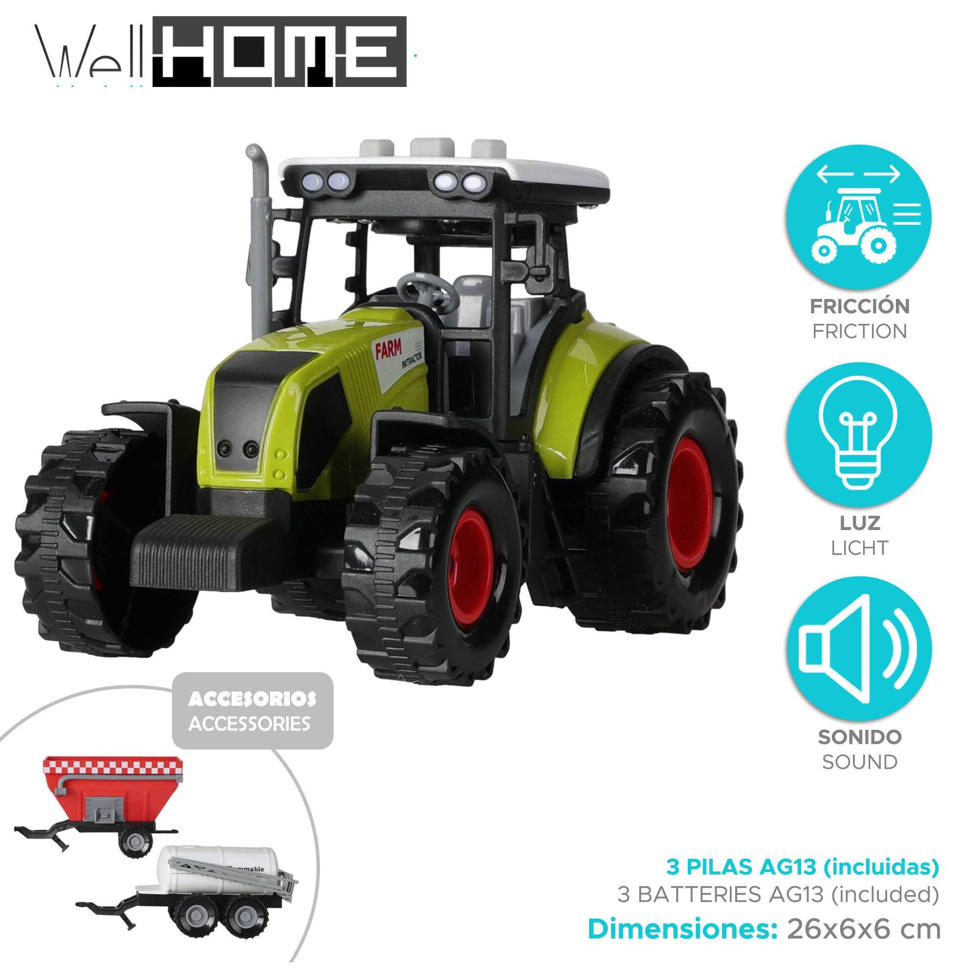 Well home juguete de tractor agrícola de 26cm con luz y sonido