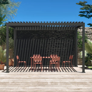 Pergola Bioclimatique gris anthracite – Triomphe – 300x400cm. aluminium. à lames orientables + store 400cm