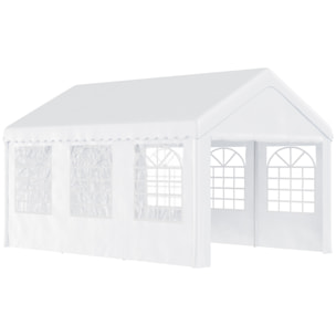 Pergola Carpa de Acero PE Tela de PE 6x4x2,8m Blanco