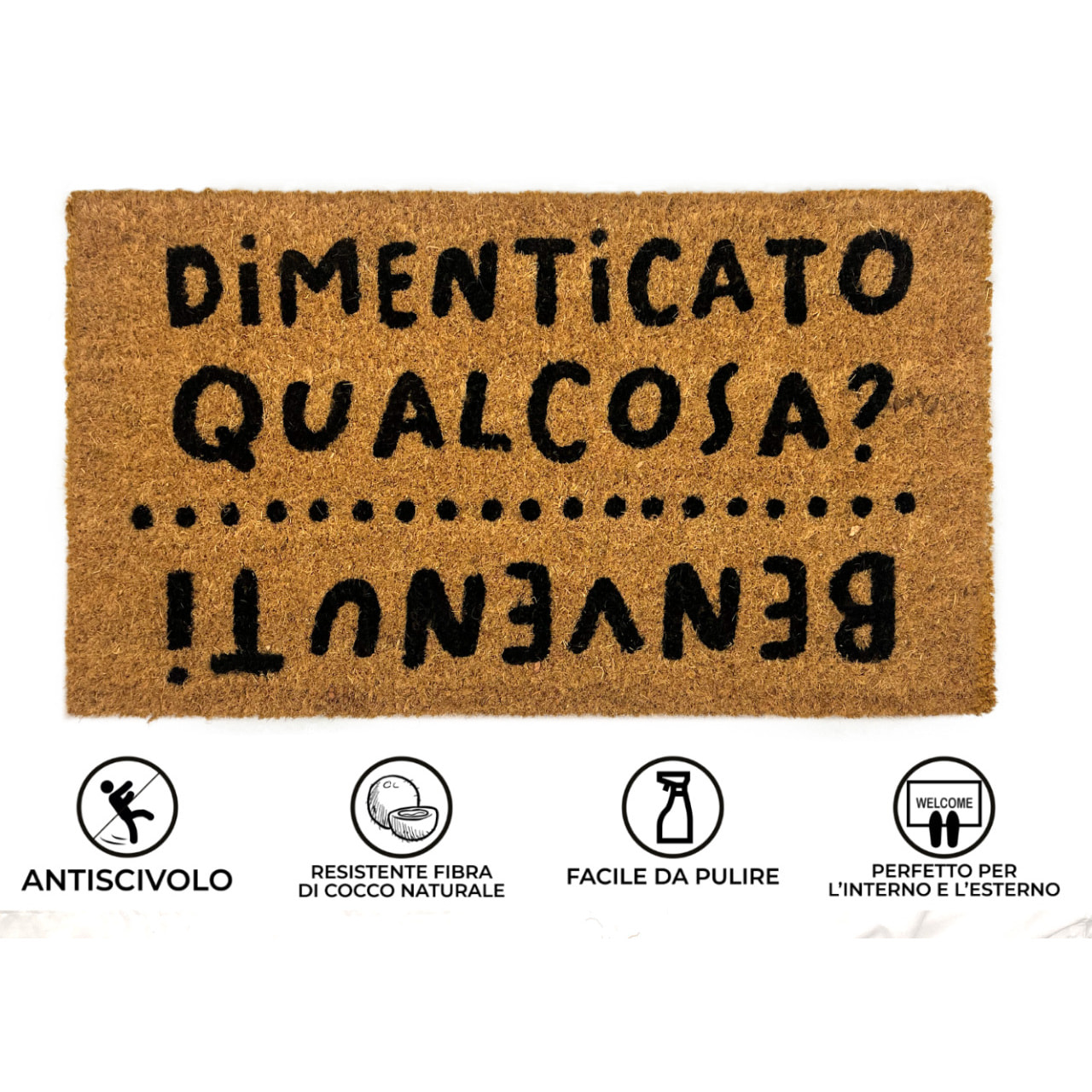 Zerbino Ingresso Casa Antiscivolo In Cocco Scritte Divertenti Dimenticato Qualcosa