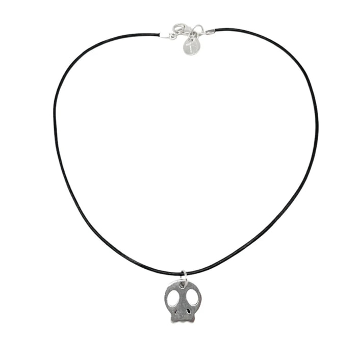 Collar Skull_Pq en negro y plata chapado