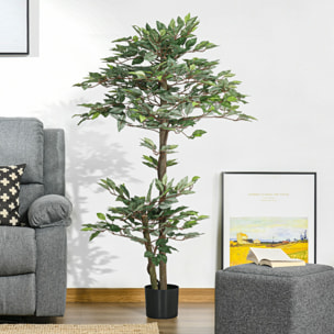Ficus Artificial 150 cm Árbol Artificial en Maceta Decorativa para Interior Hogar Salón Oficina Ø15x150 cm Verde