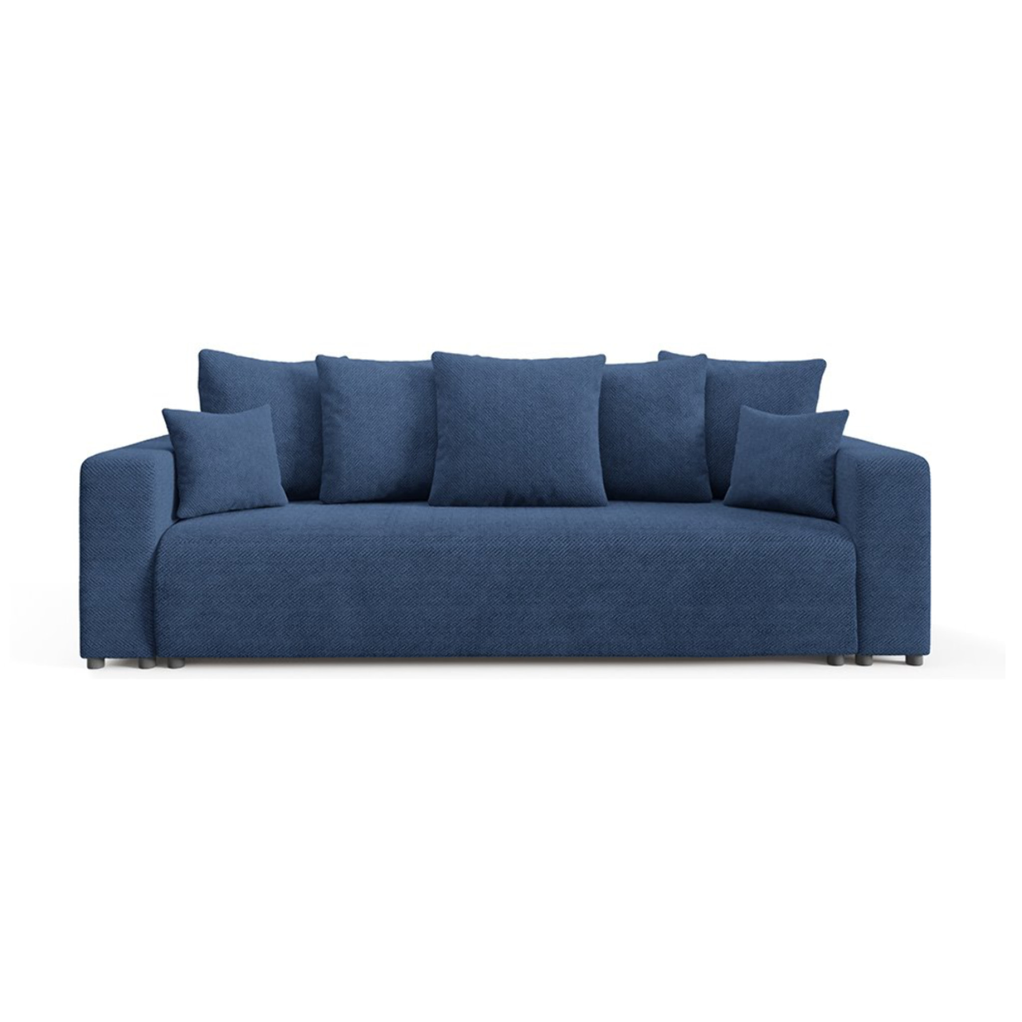 GLORIA - Canapé droit convertible 3 places en tissu bleu