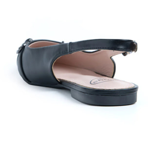Slingback con cinturino sulla punta - NERO