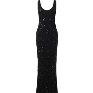 PHILIPP PLEIN Long Tank Dress Rhomb Flowers Strass