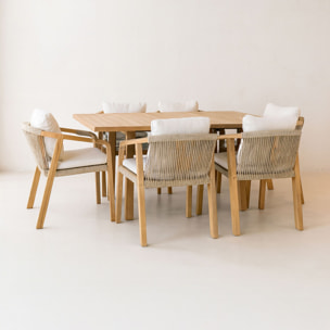 Ensemble de jardin table et chaises en bois d'acacia 6 places SAONA