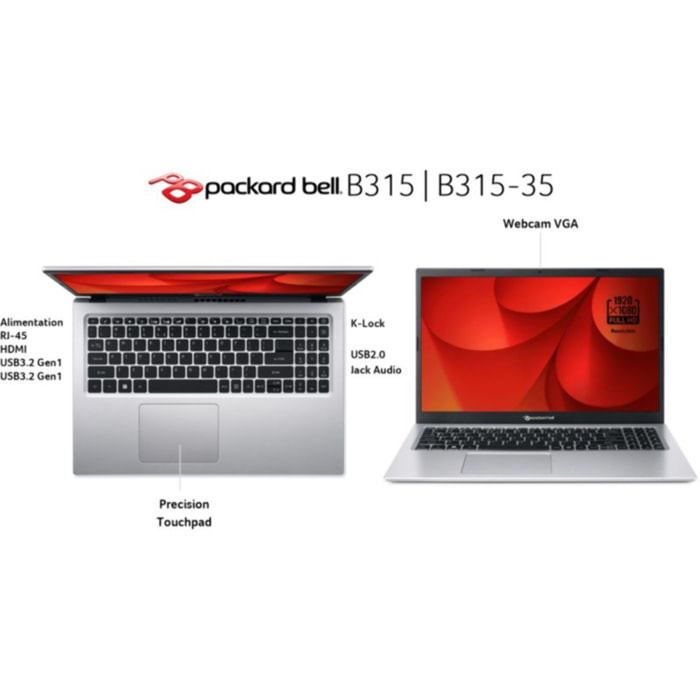 Ordinateur portable PACKARD BELL B315-35-C129 + Microsoft 365 1 an