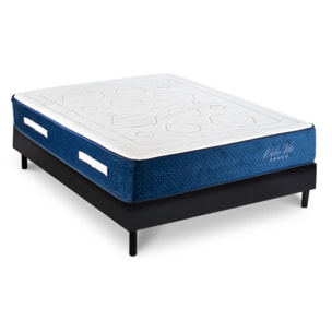 Ensemble Matelas Hybride Dolce Vita & Sommier Kit Bois, Ressorts Ensachés & Mémoire de Forme, 28 cm, Soutien Ferme