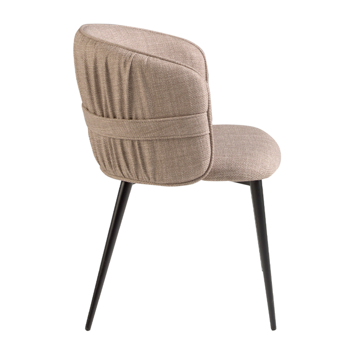 Silla Angel Cerdá con asiento y respaldo tapizados en tela en marrón patas de acero inoxidable en negro mate 58x58x77cm