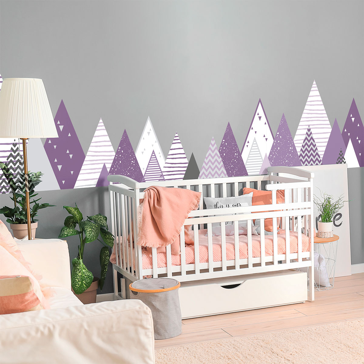 Stickers muraux enfants - Décoration chambre bébé - Autocollant Sticker mural géant enfant montagnes scandinaves RIMKERA