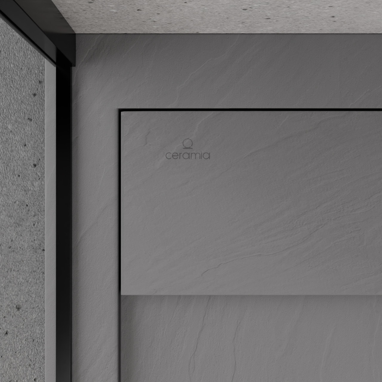 Alda Receveur de douche 120x90cm en pierre de synthèse durable, gris mat (ALD15-12090G)