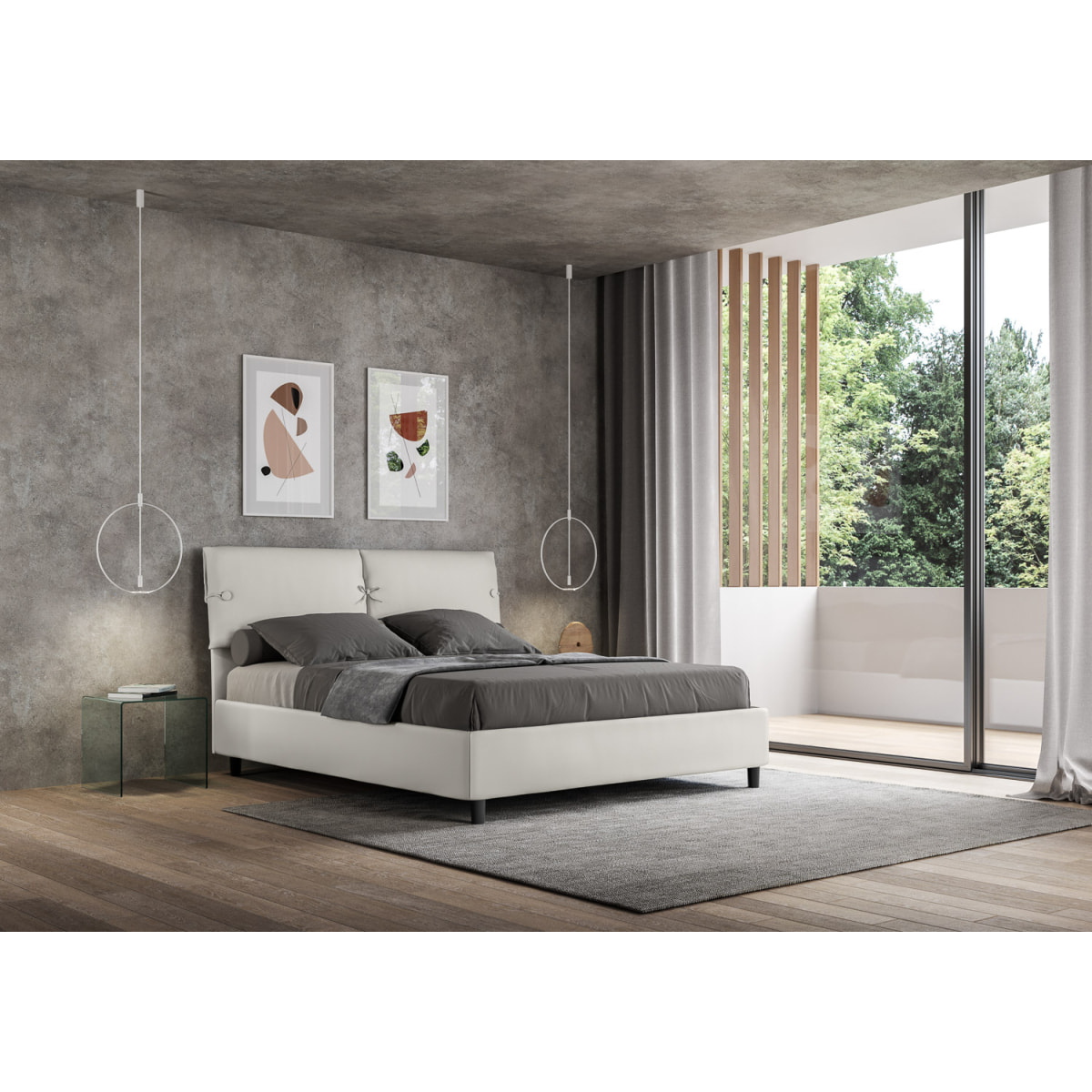 Cama con somier acolchada 160x210 cuero sintético blanco Sleeper