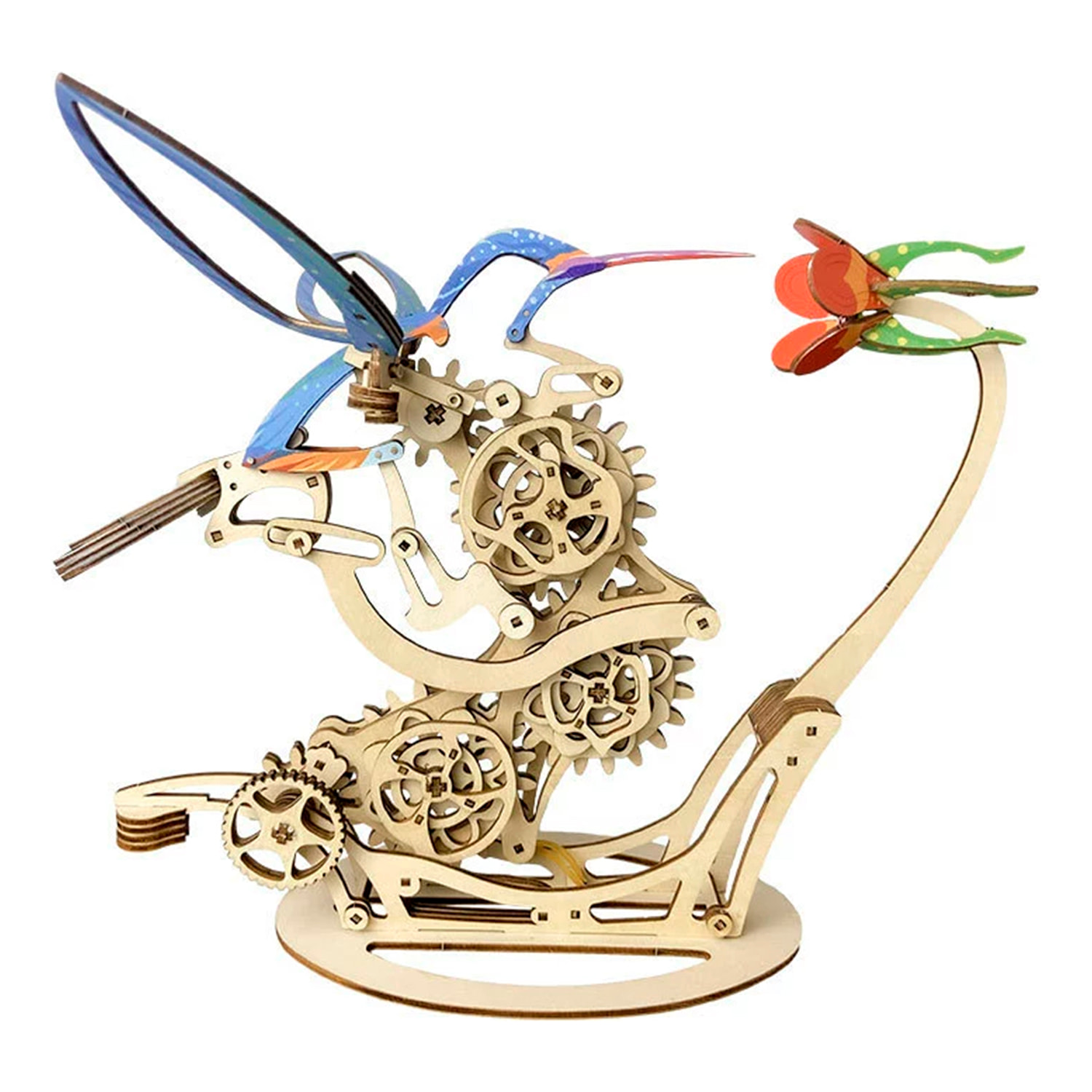 Maqueta de Madera 3D, diseño de Colibrí mecánico dinámico de colores B. 200 piezas.