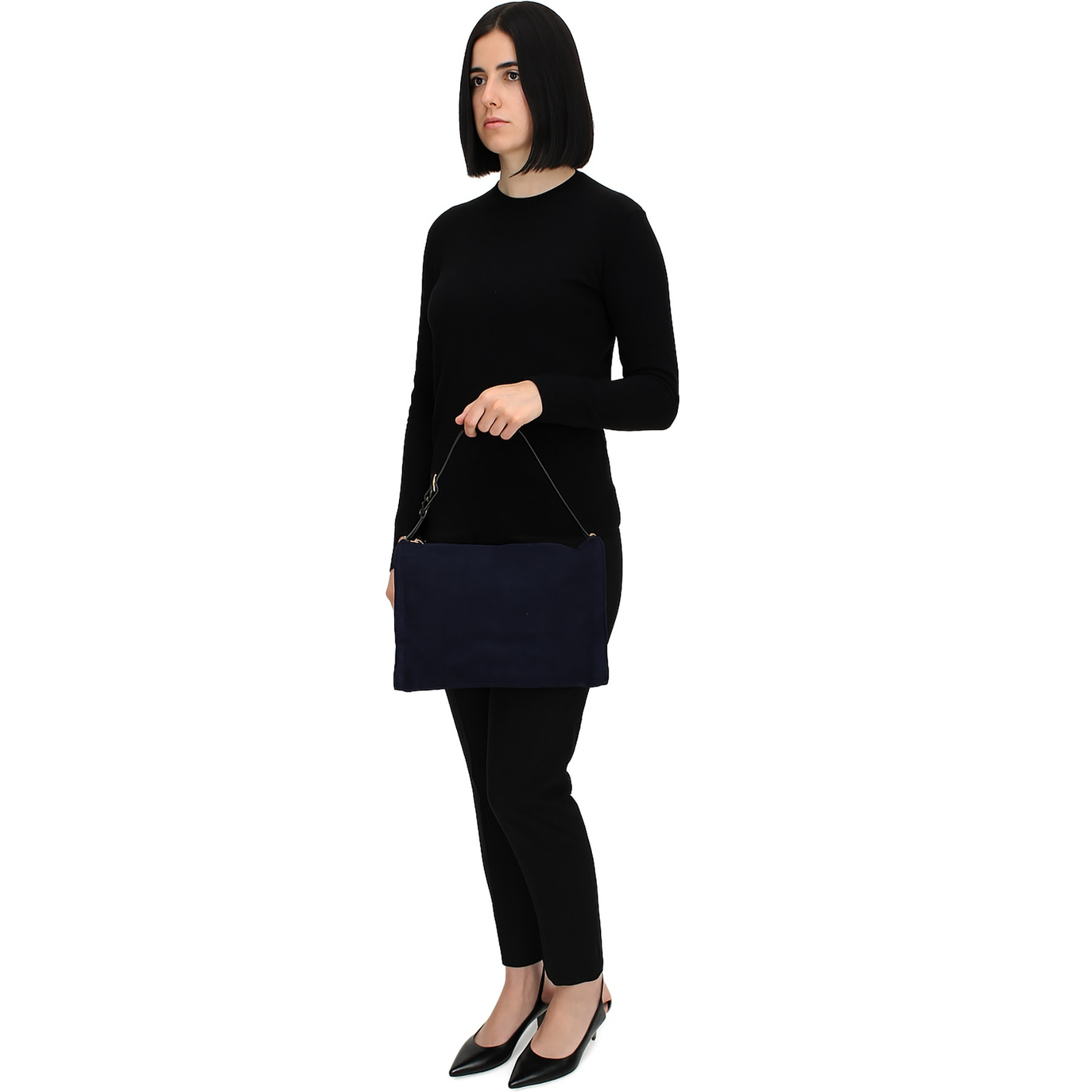 Borsa a spalla da donna Made in Italy - Modello Cielia Pro - Pelle scamosciata - 35.0 x 23.0 x 14.0 cm