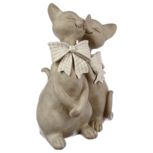 Statuette "Couple chats" - résine - H26 cm