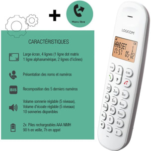 Téléphone sans fil LOGICOM Iloa Solo Taupe