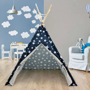 Well home - tipi de poliéster diseño de estrellas color azul 103x103x160cm