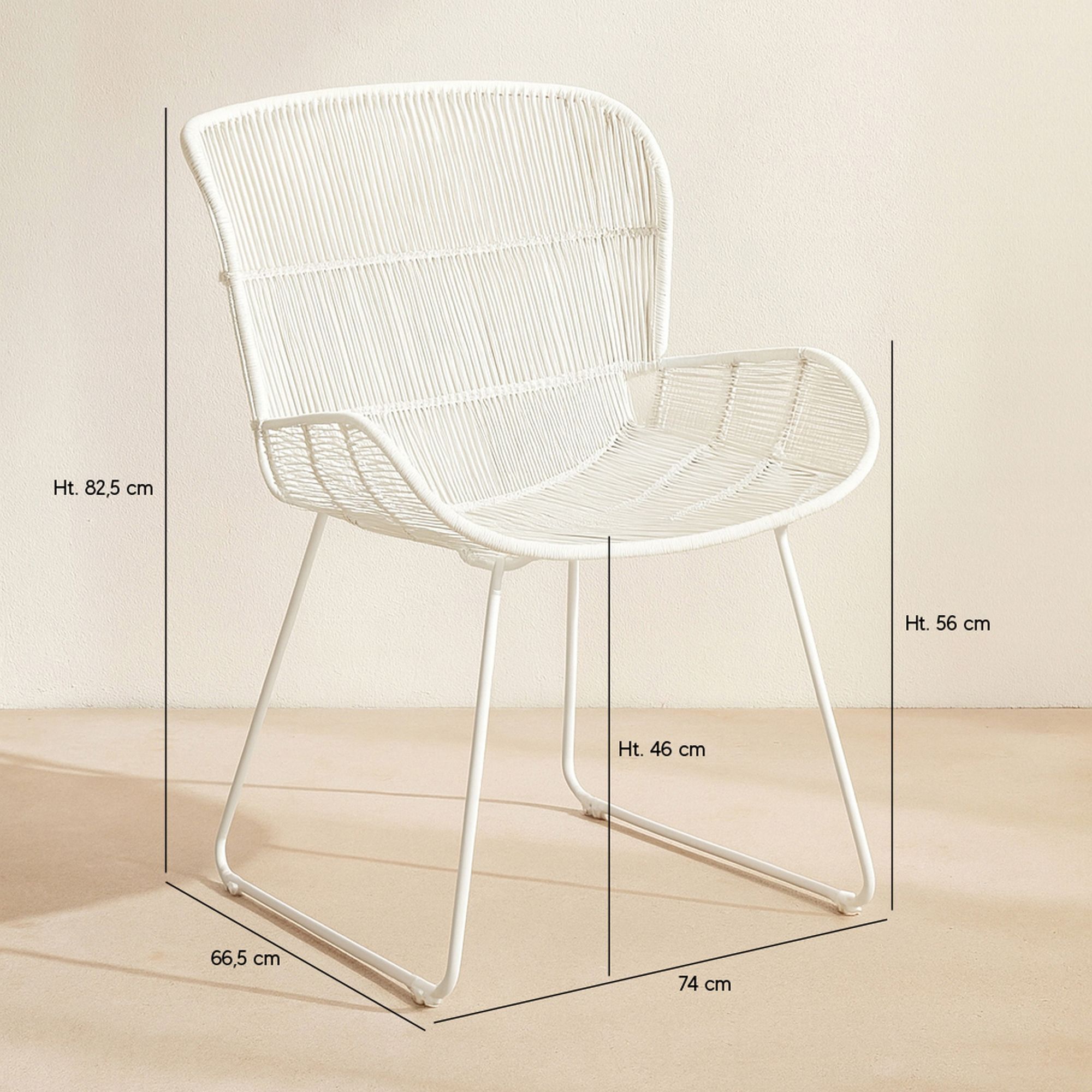 Fauteuil de table extérieur en polypropylène blanc CON DAO