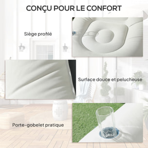 Fauteuil gonflable ultra détente avec repose-pieds PVC flocage grand confort