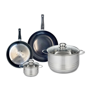 Ensemble de 2 Poêles de cuisson 20 et 24 cm et 2 faitouts 12 et 24 cm Elo Prima Brillant
