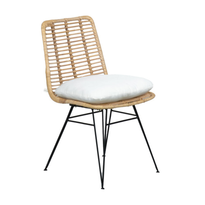 Chaise en rotin en coussin avec piètement en métal - RATTAN