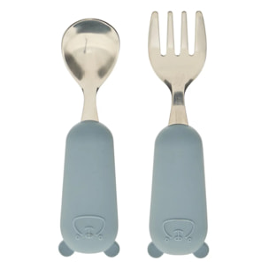 Set couverts cuillère et fourchette Yum l.16,5cm bleu
