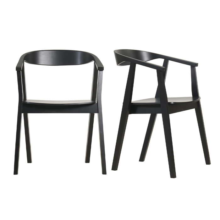 Chaises design noires en bois (lot de 2) BAHIA