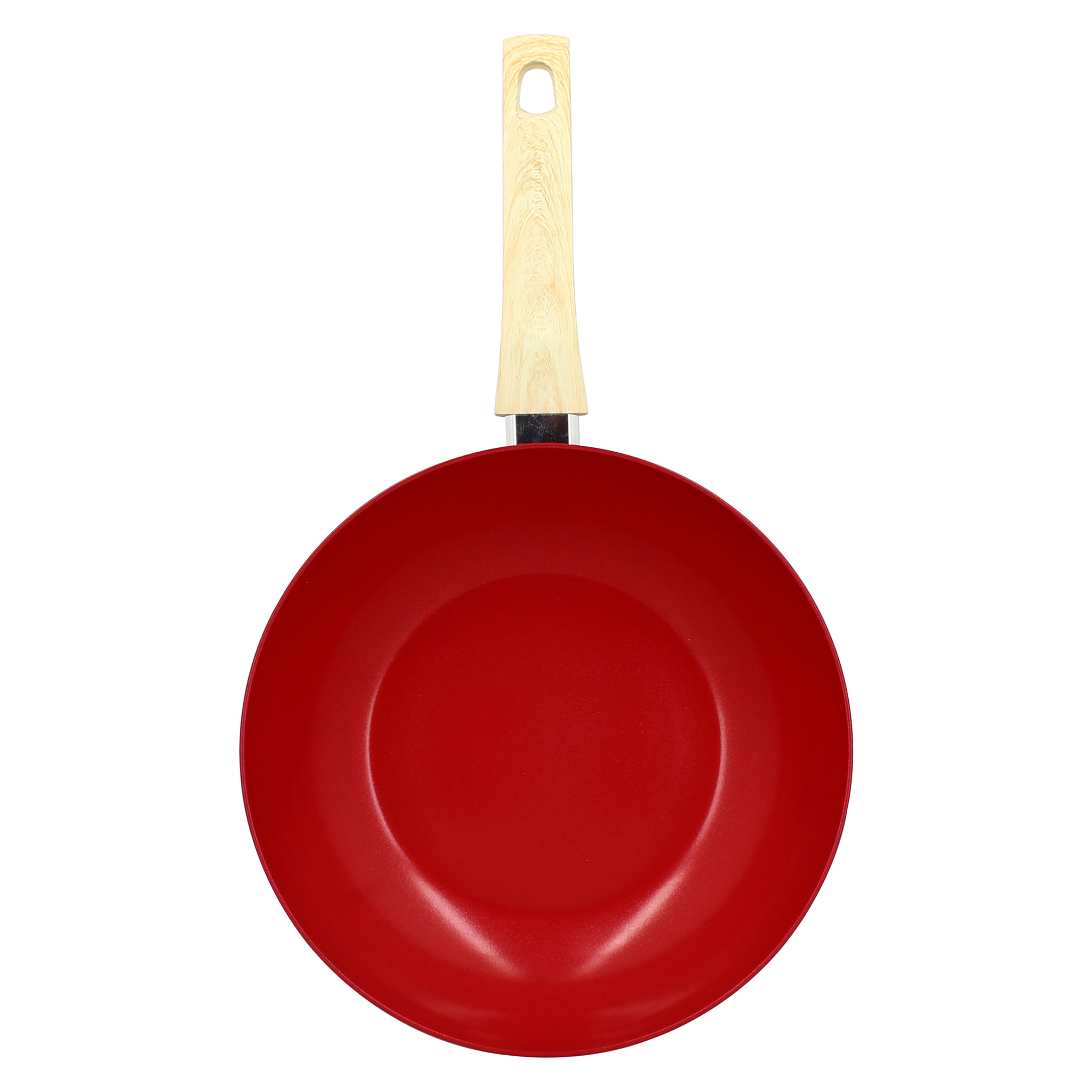 Wok en aluminium 28cm rouge - compatible induction COLORAMA