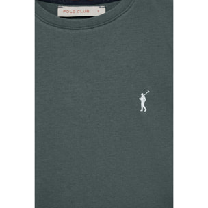 Camiseta gris piedra de cuello redondo con bordado Rigby Go