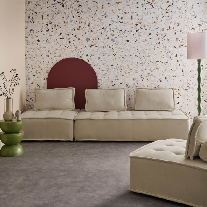 Ensemble chauffeuses DAO pour canapé modulable en tissu capitonné 4 places beige