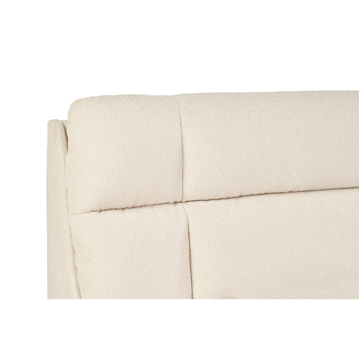 Lit coffre 2 places 160x200 cm en tissu texturé beige HONO