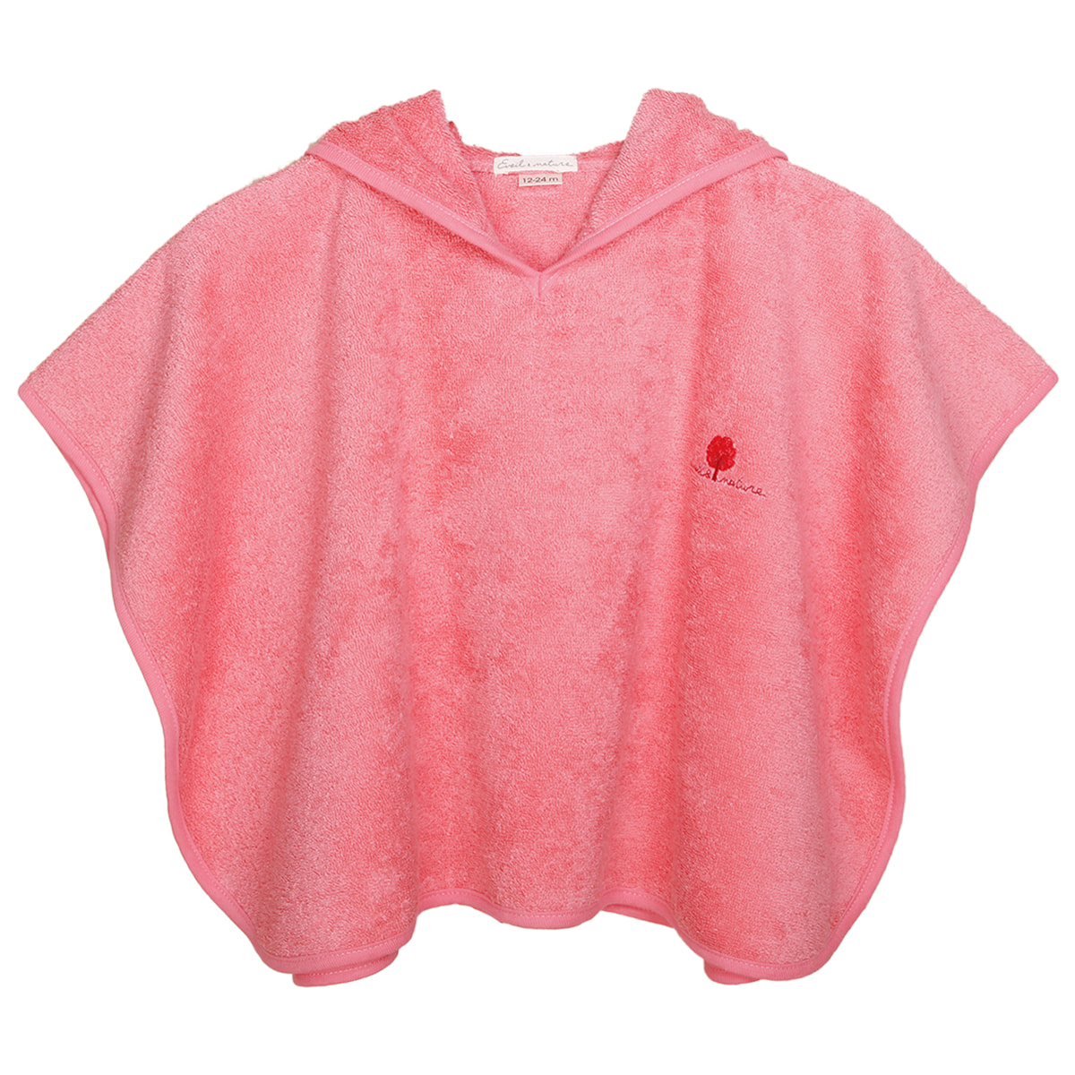 Poncho Eponge 0-24 mois Coton bio Corail