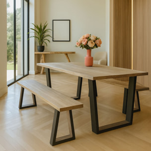 Lot de 2 bancs en bois d'acacia 180cm HERA